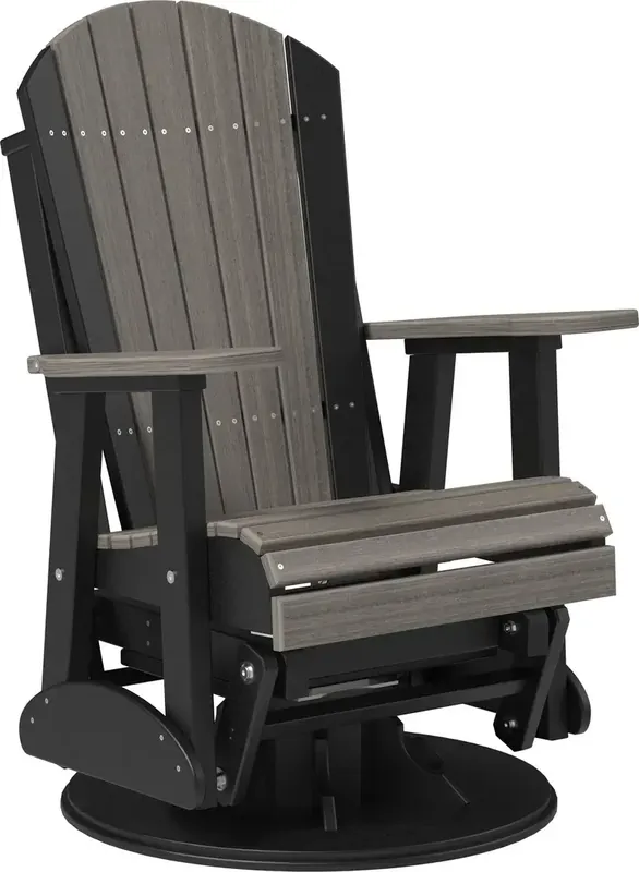 Amish Outdoors Coastal Gray/Black Adirondack Swivel Glider Chair