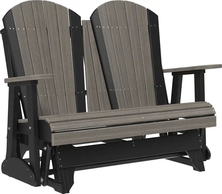 Amish Outdoors Deluxe Coastal Gray/Black Adirondack Glider Loveseat