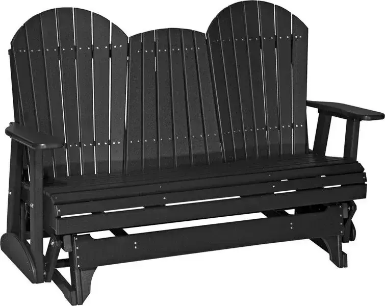 Amish Outdoors Deluxe Black Adirondack Glider Sofa with Console