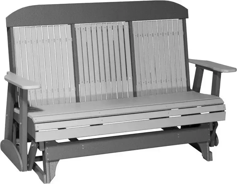 Amish Outdoors Classic High-Back Gray/Slate Glider Sofa with Console