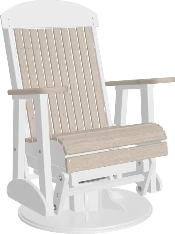 Amish Outdoors Classic High-Back Birch/White Adirondack Swivel Glider Chair