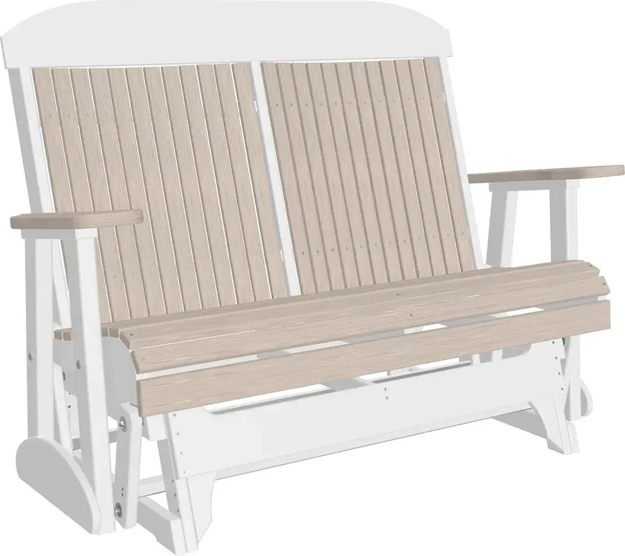 Amish Outdoors Classic High-Back Birch/White Adirondack Glider Loveseat