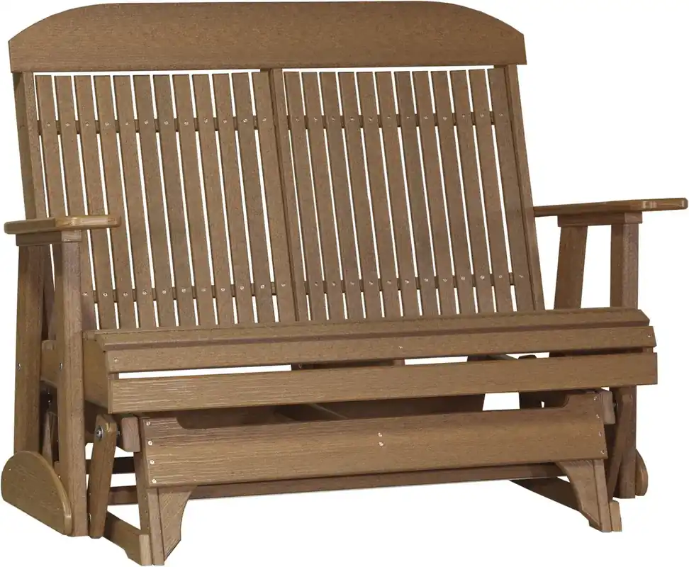 Amish Outdoors Classic High-Back Antique Mahogany Adirondack Glider Loveseat