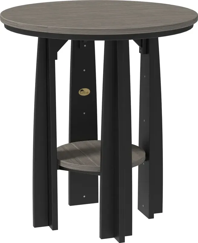 Amish Outdoors Coastal Gray/Black Round Balcony Dining Table