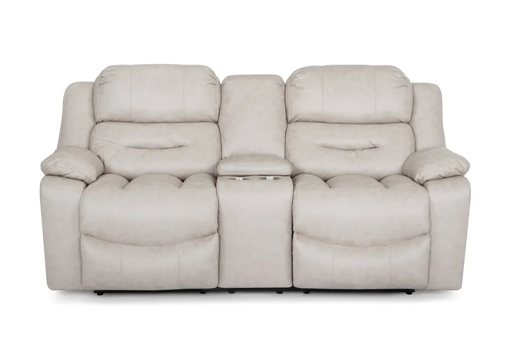 Franklin Decker Buff Reclining Loveseat with Console