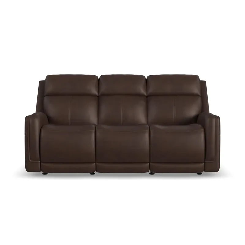 Flexsteel Alister Burnt Umber Leather Power Gliding Sofa