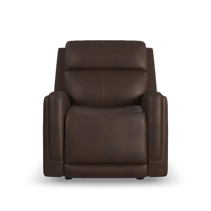 Flexsteel Alister Burnt Umber Leather Power Gliding Recliner with Power Headrest and Lumbar