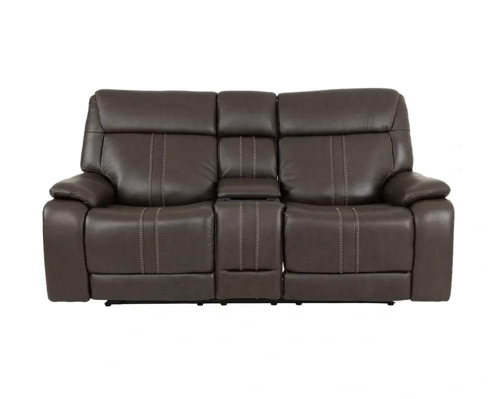 Moto Motion Xara Earth Leather Power Reclining Loveseat with Console/Massage/Heat and Media