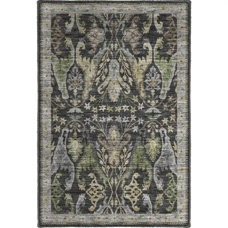 Dalyn Hatay Washable Rug in Black - 5 x 8
