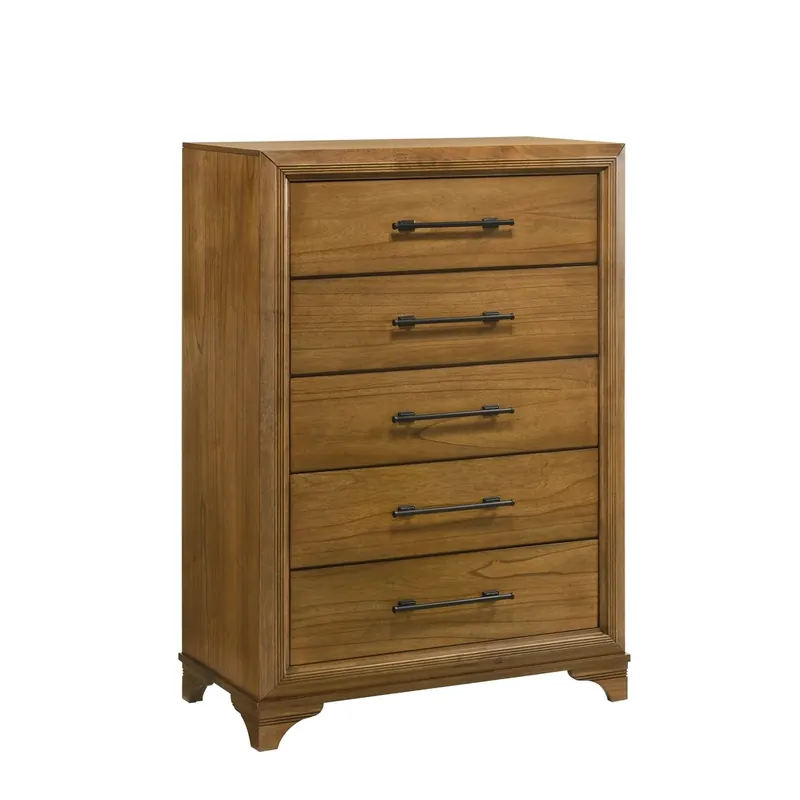 New Classic Talcott Honey Brown 5-Drawer Chest