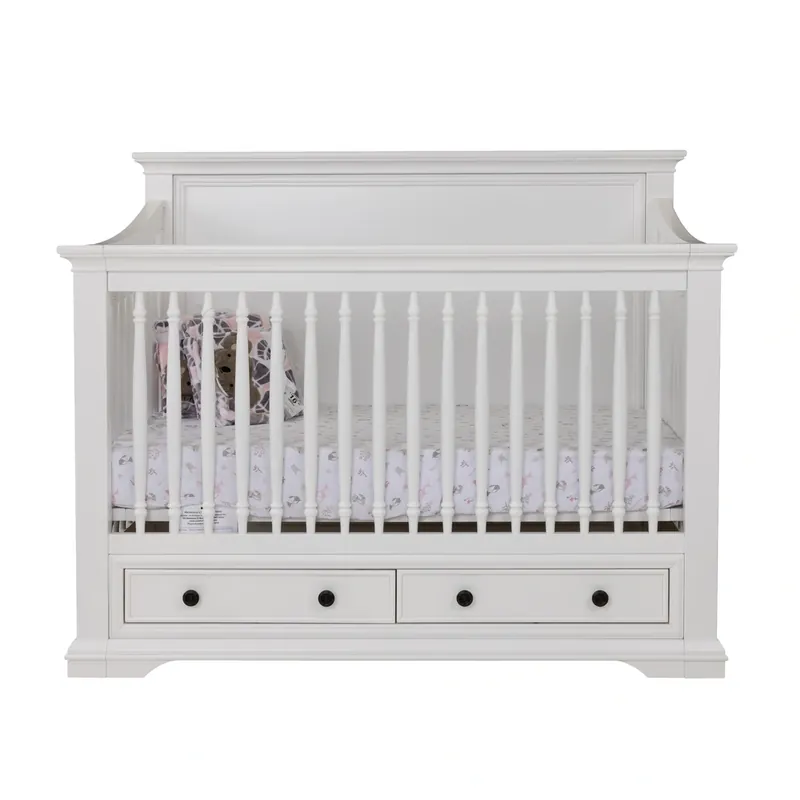 C&T Int'l Portico White 4-in-1 Convertible Storage Crib