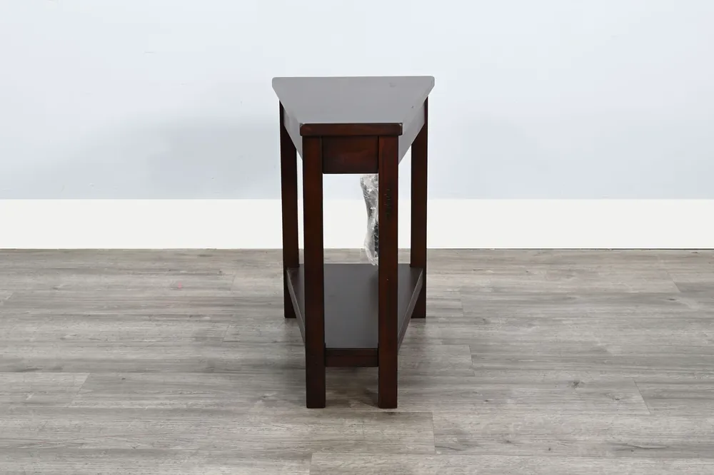 Sunny Designs Wedge Brown Chairside Table with Power Strip