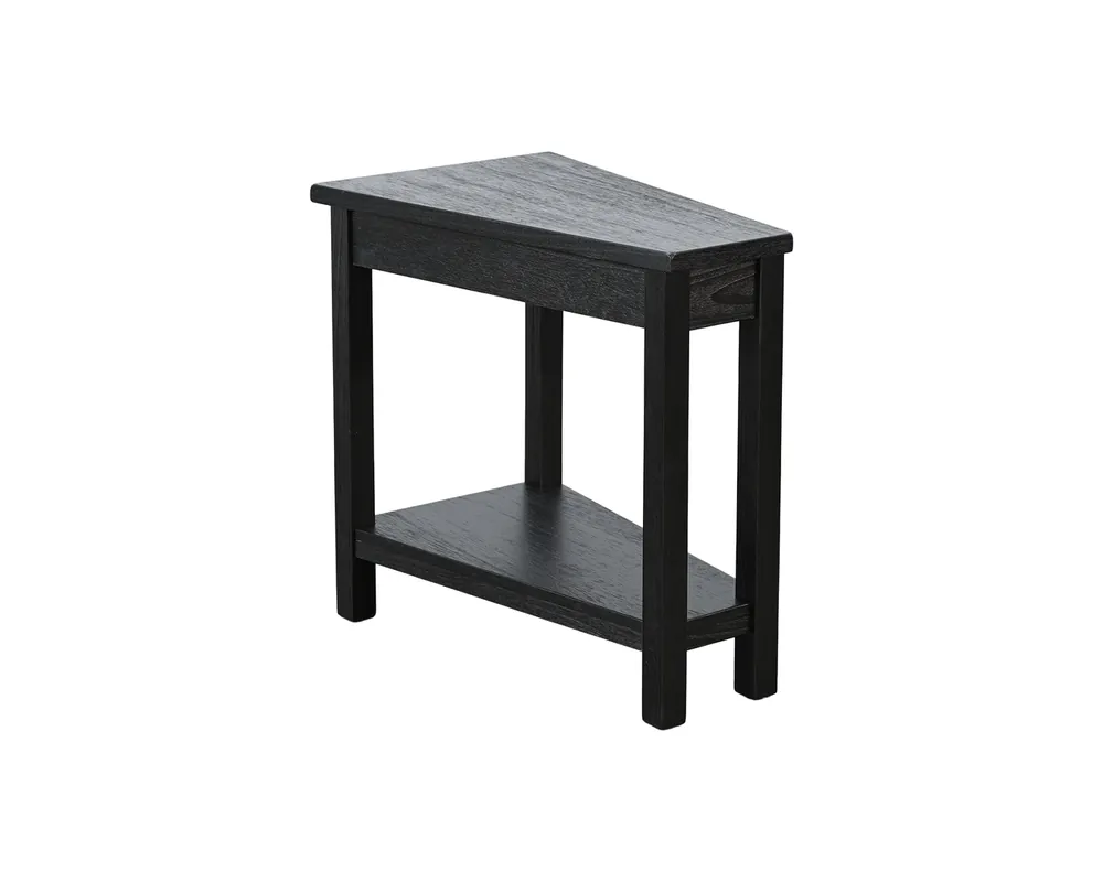 Sunny Designs Wedge Black Chairside Table with Power Strip