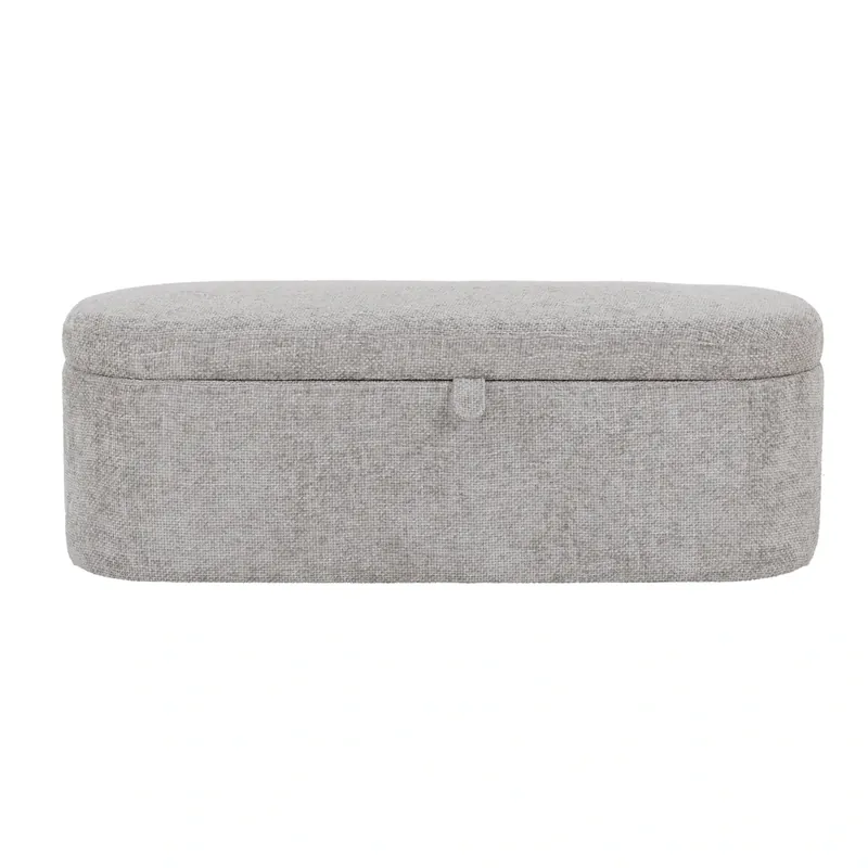 Crown Mark Philipa Light Gray Tweed Storage Bench