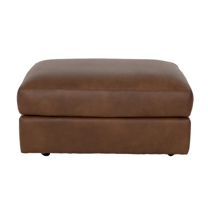Smith Brothers 212 Collection Brown Leather Ottoman with Casters