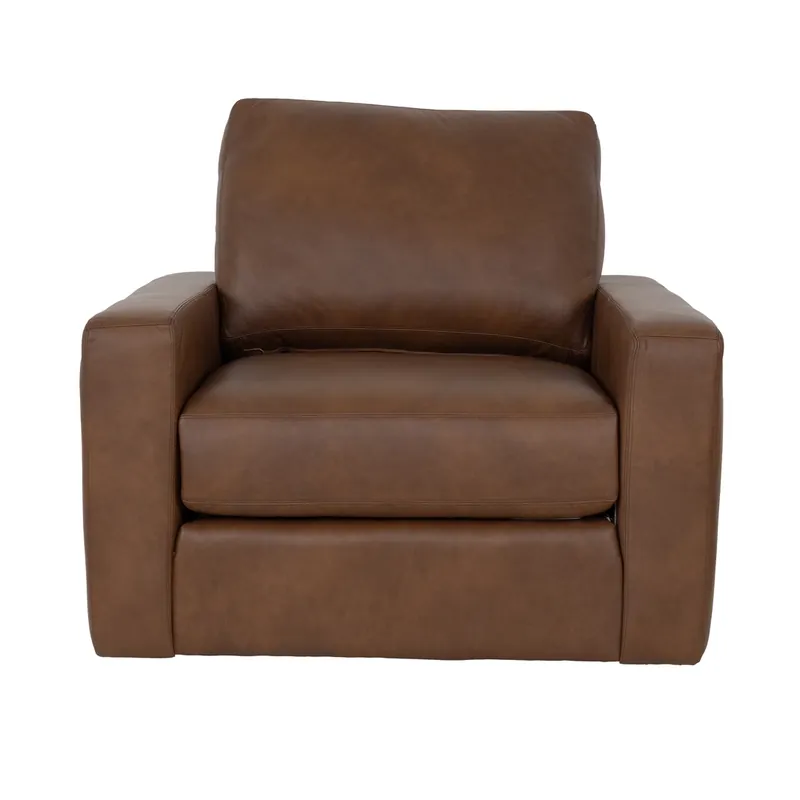 Smith Brothers 212 Collection Brown Leather Swivel Chair