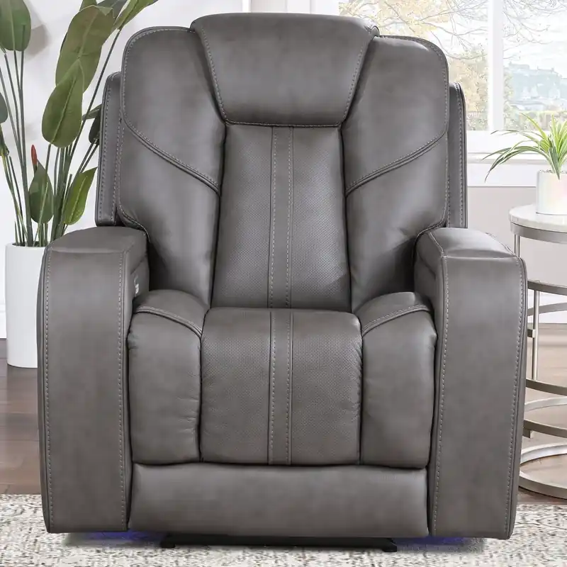 Steve Silver Daniel Gray Leather Triple-Power Recliner