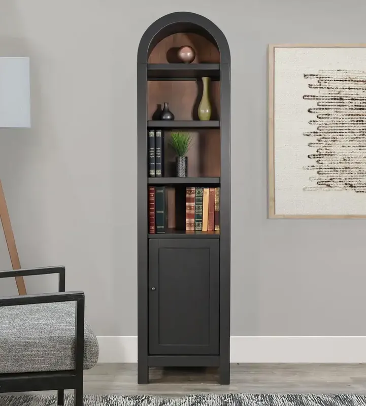 Sunny Designs Small Arched 1-Door Bookcase in Black