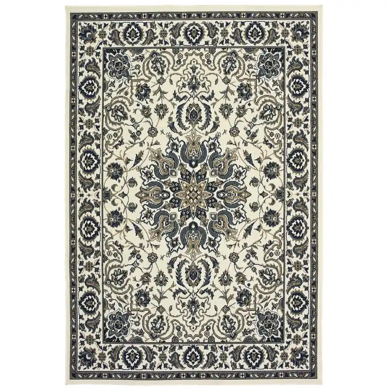 Sphinx Marina Outdoor Rug in Cream Navy - 5.3 x 7.6