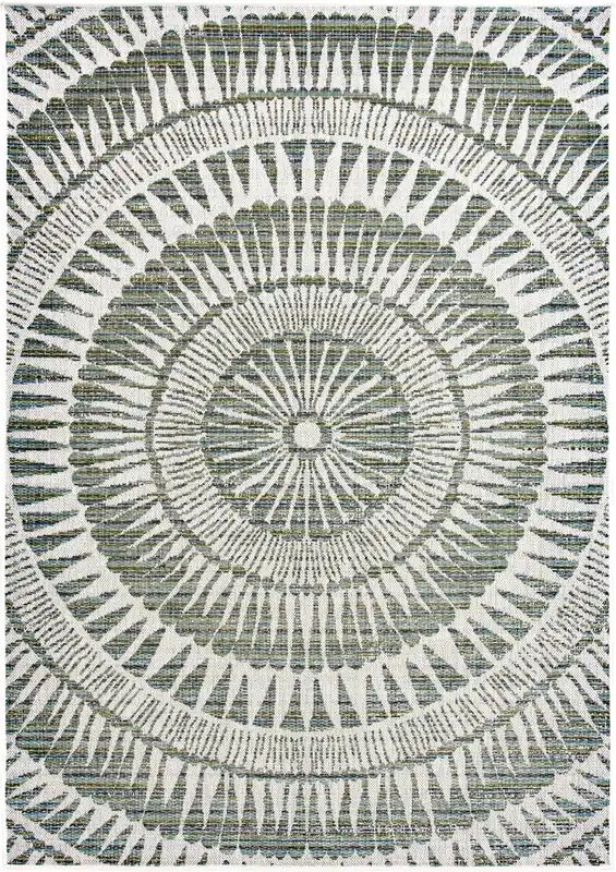 Central Oriental Colourscape Green Outdoor Rug - 5 x 8