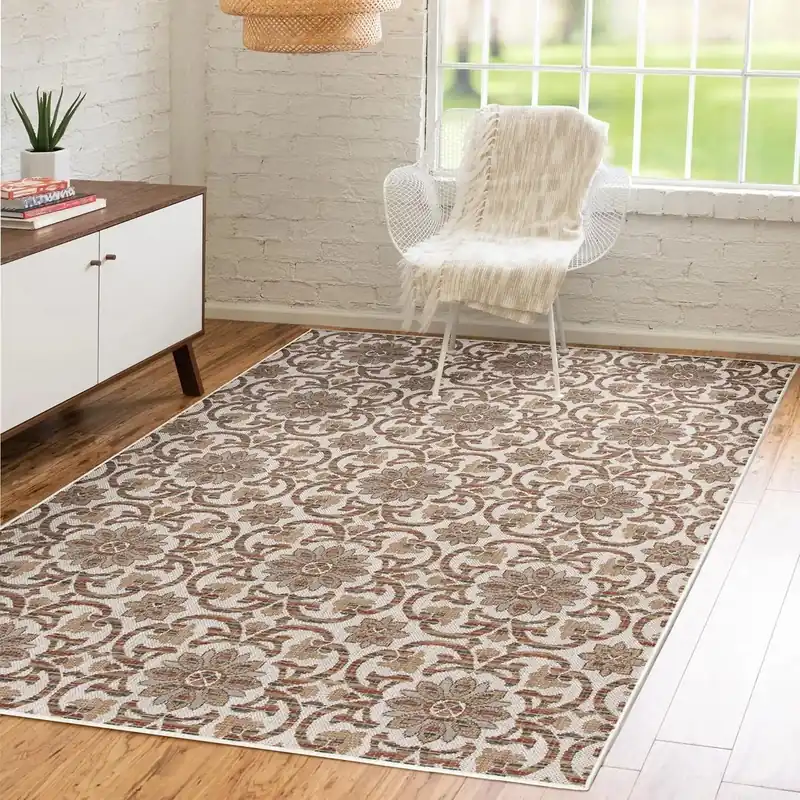 Central Oriental Colourscape Multicolored 5 x 8 Outdoor Rug
