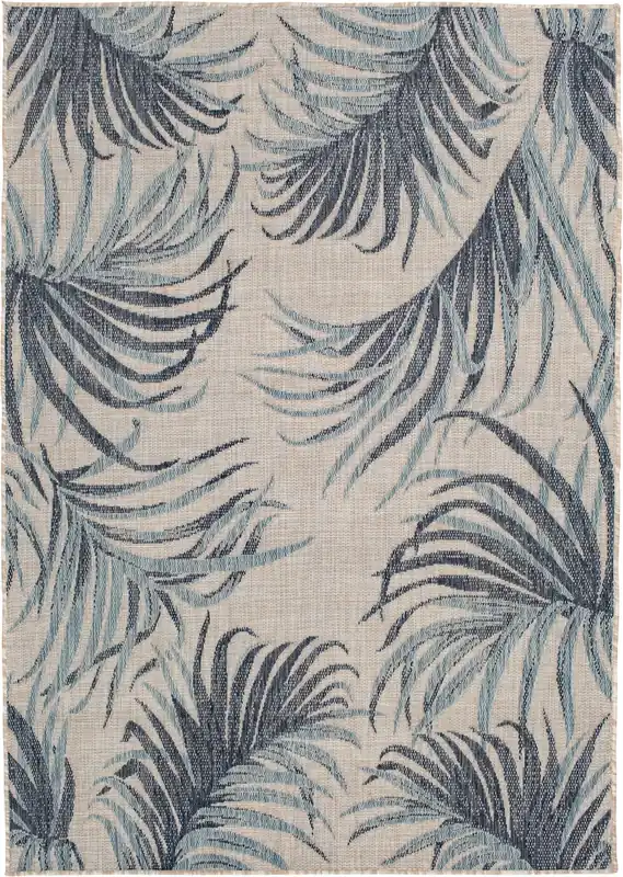 Central Oriental Melbourne Blue Palms 5 x 8 Outdoor Rug