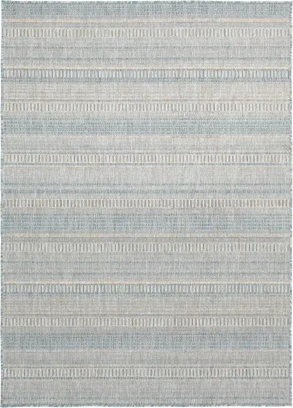 Central Oriental Melbourne Blue Striped 3 x 5 Outdoor Rug