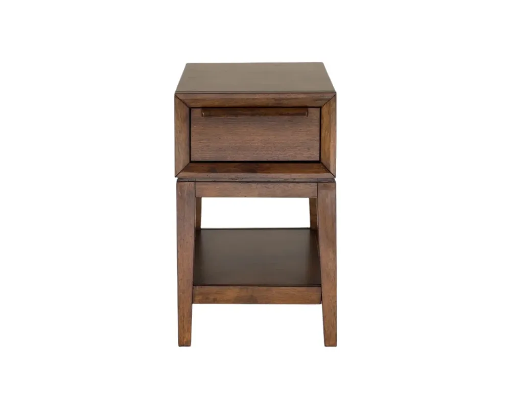 A America Corvallis Walnut Chairside Table with Charging Station