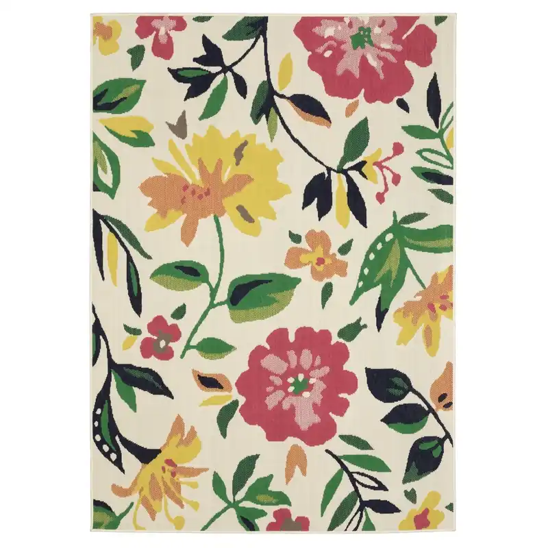 Sphinx Havana Outdoor Rug in Floral Ivory - 5.3 x 7.3