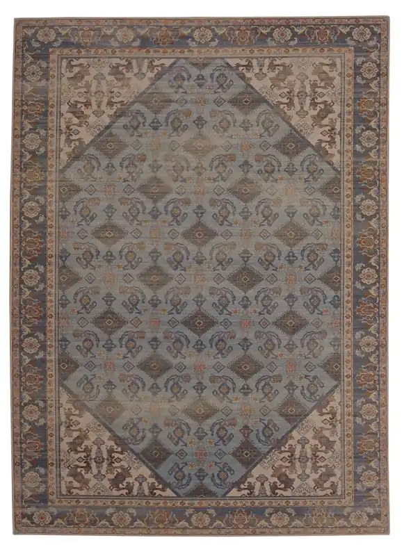 Linon Wesley Outdoor Rug in Blue - 5 x 7