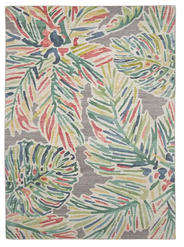 Linon Tampa Outdoor Rug in Green - 5 x 7