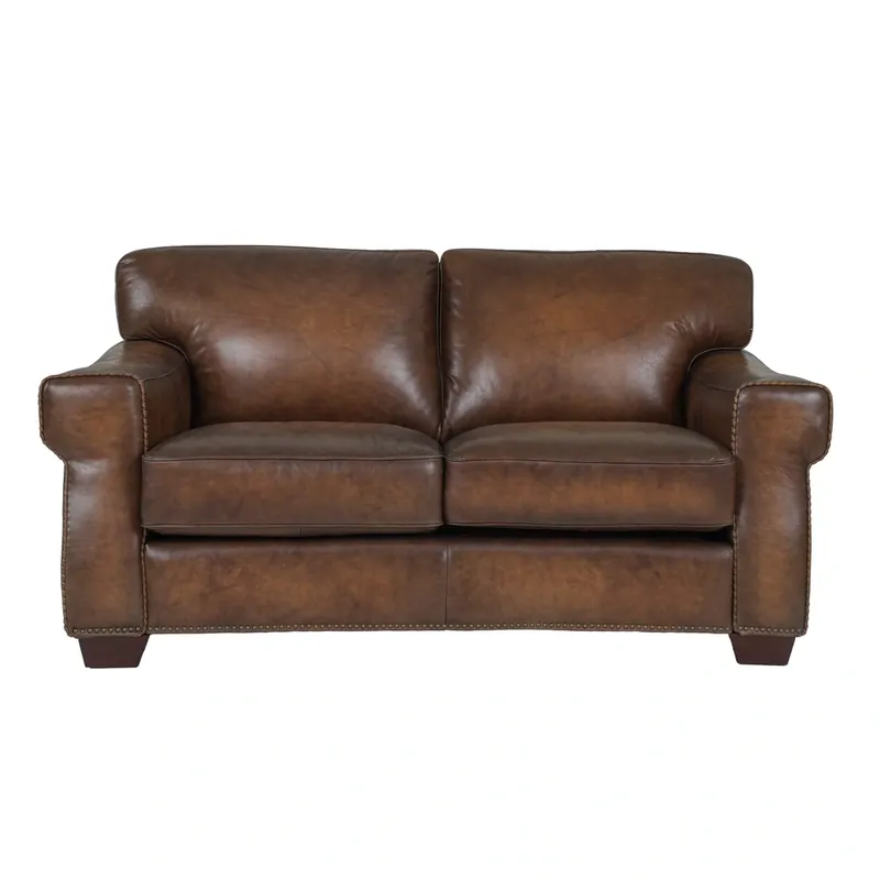 Hydeline Capri Brown Leather Loveseat