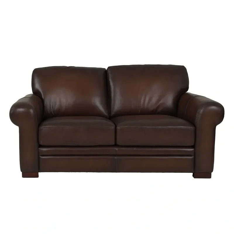 Hydeline Brookfield Brown Leather Loveseat