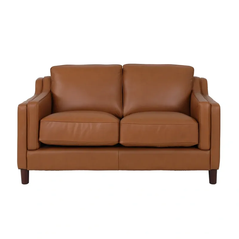Hydeline Bella Cognac Brown Leather Loveseat