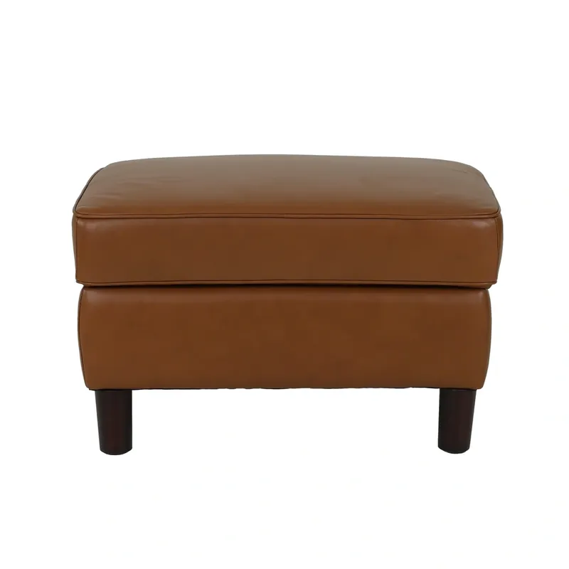 Hydeline Bella Cognac Brown Leather Storage Ottoman
