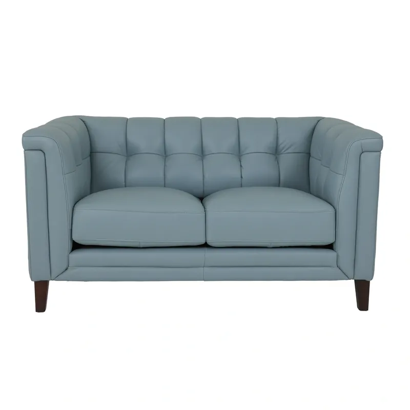 Hydeline Arvo Blue Leather Loveseat