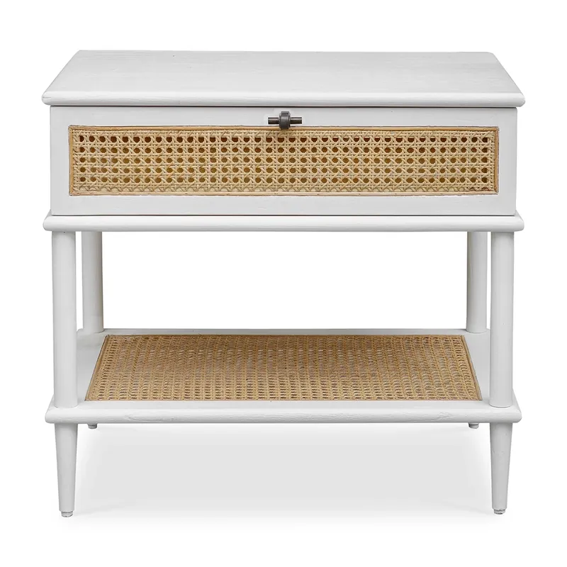 Uttermost Coast White End Table with Natural Cane