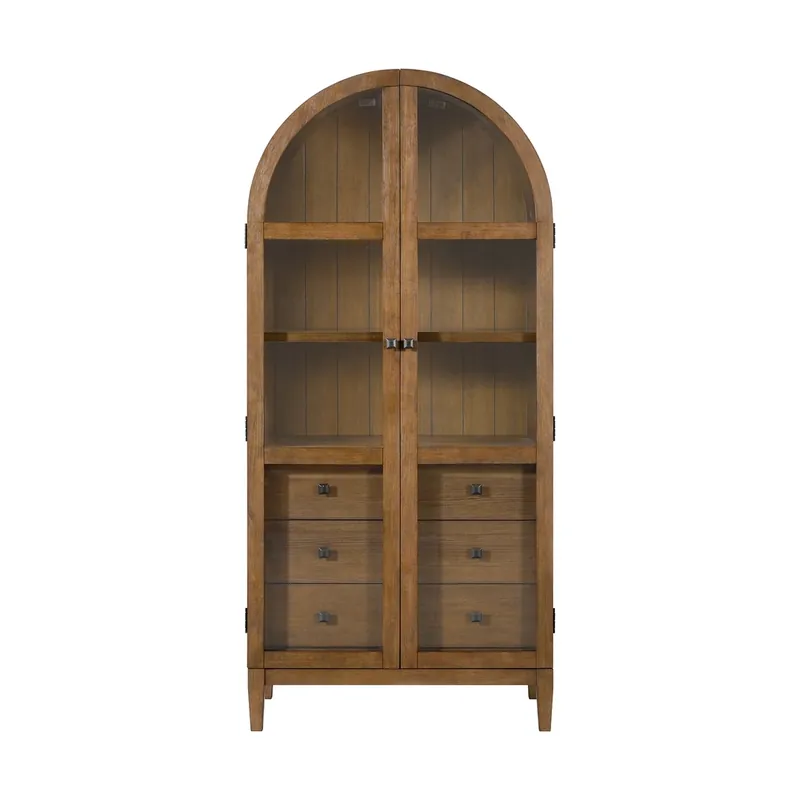 Elements Int'l Portico Brown Oak Display Cabinet