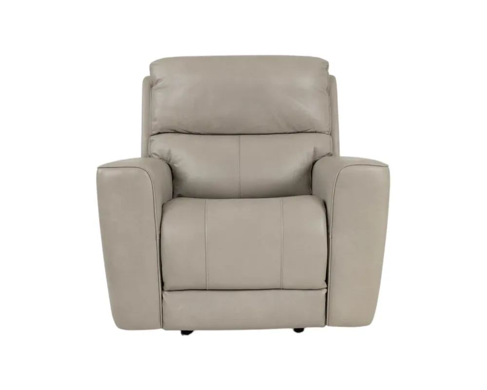 Leather Italia Laredo Leather Power Glider Recliner in Cement Gray