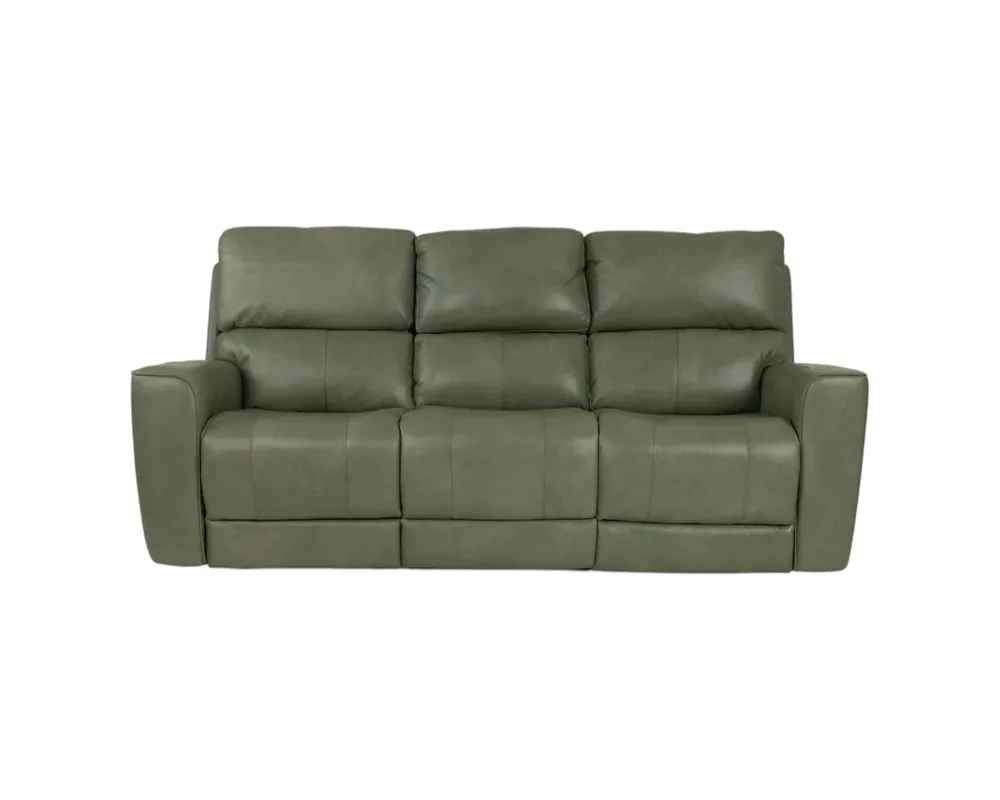 Leather Italia Laredo Leather Power Reclining Sofa in Sage Moss