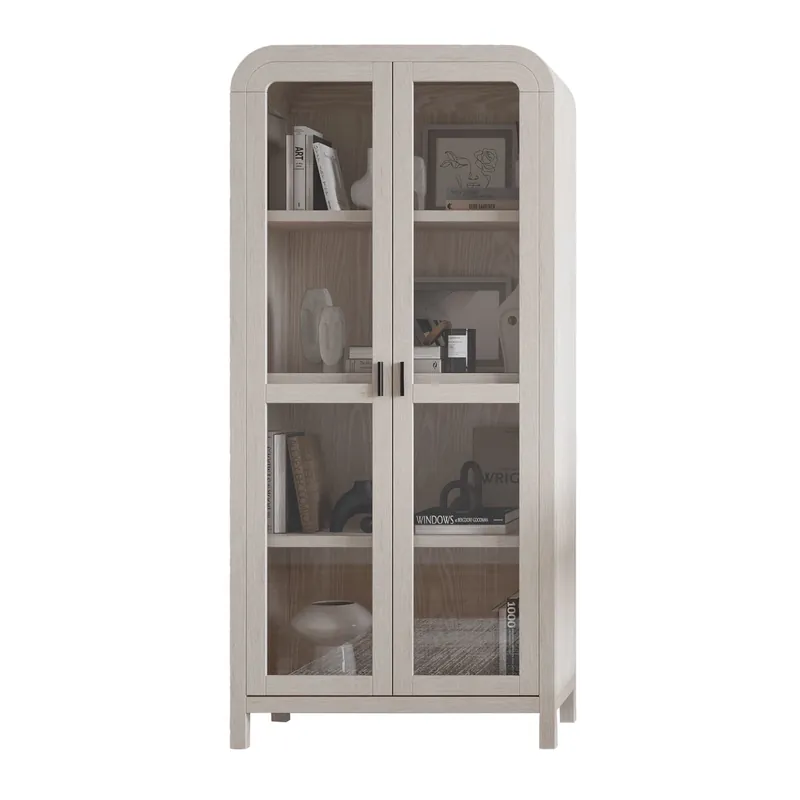 Modus Furniture Drake Sugar White Bookcase with Glass Doors