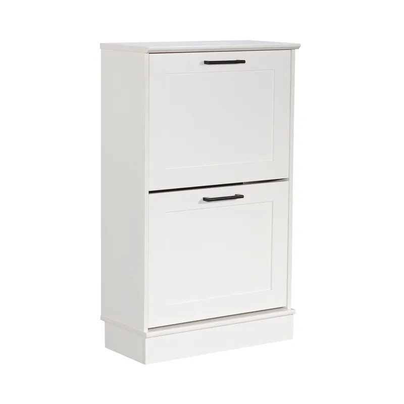 Sauder HomePlus White Narrow Shoe Cabinet with Flip Doors