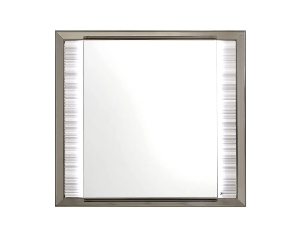 Global Zambrano White Dresser Mirror with LED Lights