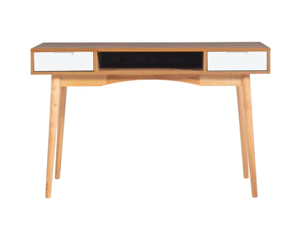 Linon Perry 2-Drawer Desk in Natural/White