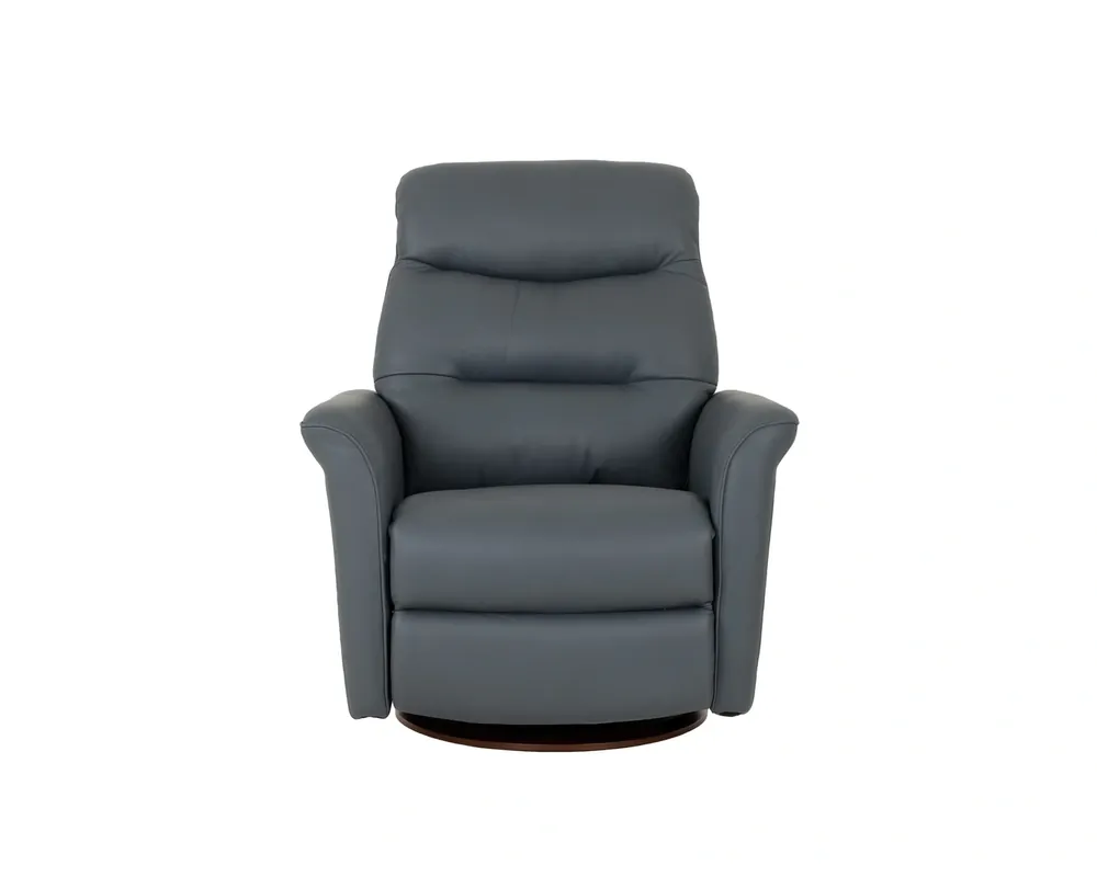 Leather Italia Hollister Blue Leather Power Swivel Glider Recliner