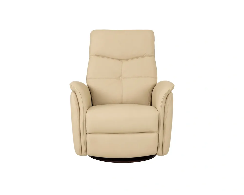 Leather Italia Inman Taupe Leather Power Swivel Glider Recliner