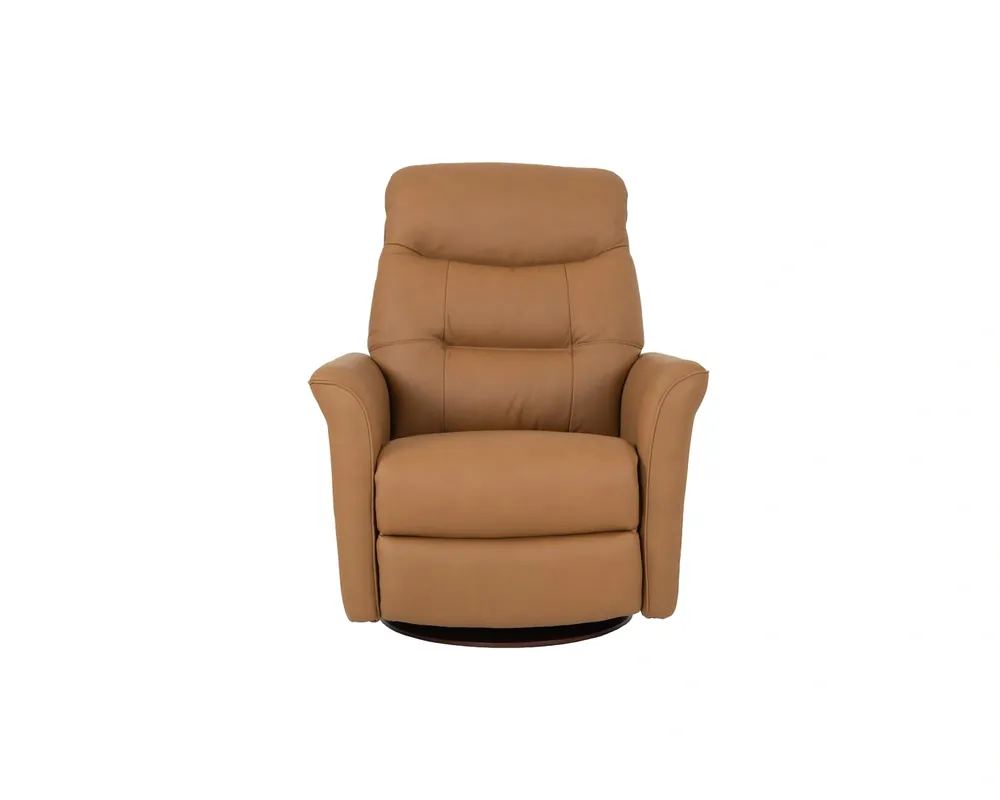 Leather Italia Jennings Camel Brown Leather Power Swivel Glider Recliner