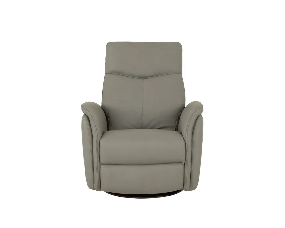 Leather Italia Kelly Gray Leather Power Swivel Glider Recliner
