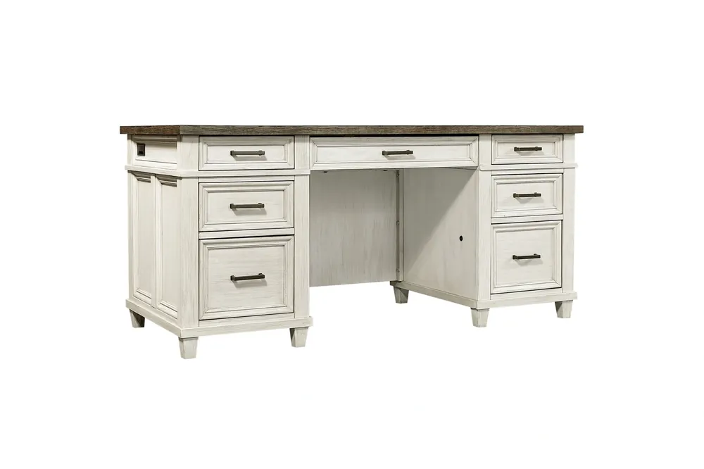 Aspen Caraway Executive Desk in Aged Ivory
