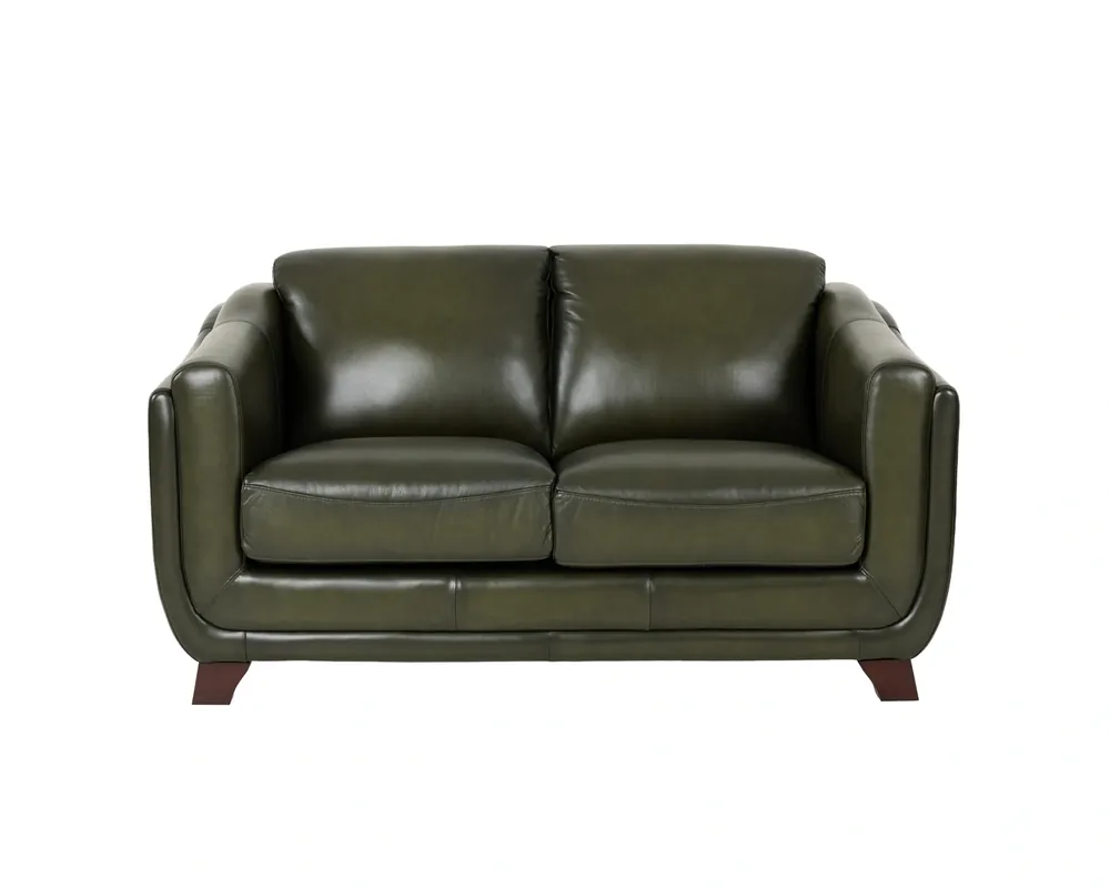 Hydeline Fremont Forest Green Leather Loveseat